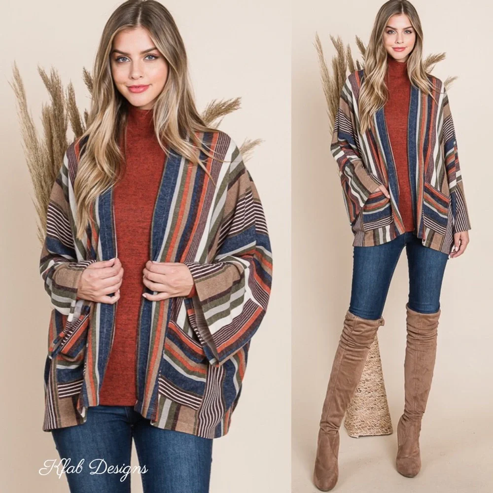 ❤️LAST 1! V Neck/V Back Open Front Drop Shoulder Soft Fabric Pocket Cardigan! - Picture 1 of 8